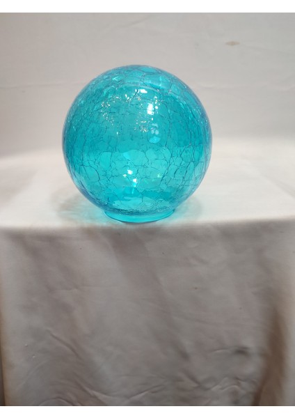 Glob Avize Camı.turkuaz Mavi Renkte.çatlatılmış DESENLI.(ÇAP:15.00cm-DUY YUVASI:7.00cm) indirimleri