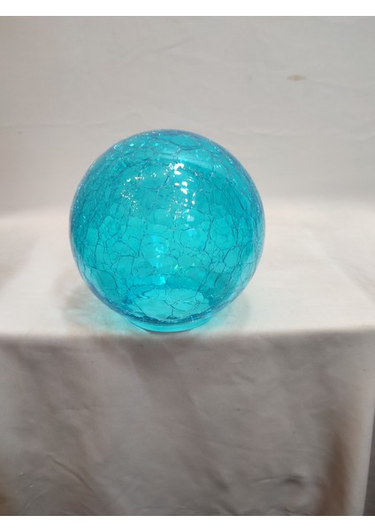 Glob Avize Camı.turkuaz Mavi Renkte.çatlatılmış DESENLI.(ÇAP:15.00cm-DUY YUVASI:7.00cm)