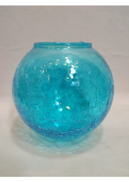 Glob Avize Camı.turkuaz Mavi Renkte.çatlatılmış DESENLI.(ÇAP:15.00cm-DUY YUVASI:7.00cm)
