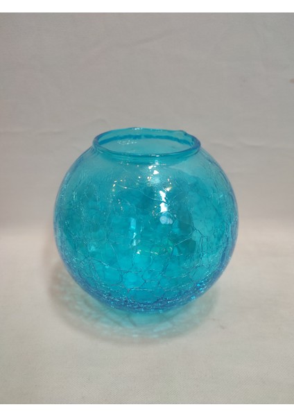 Glob Avize Camı.turkuaz Mavi Renkte.çatlatılmış DESENLI.(ÇAP:15.00cm-DUY YUVASI:7.00cm)