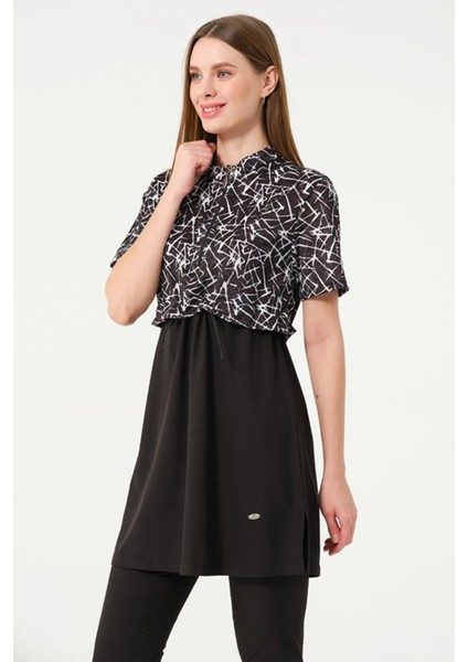 Sporcu Likra Kumaş Hızlı Kuruyan Yarım Fermuarlı Kısa Kollu Taytlı Kadın Mayo 3409 fiyatları