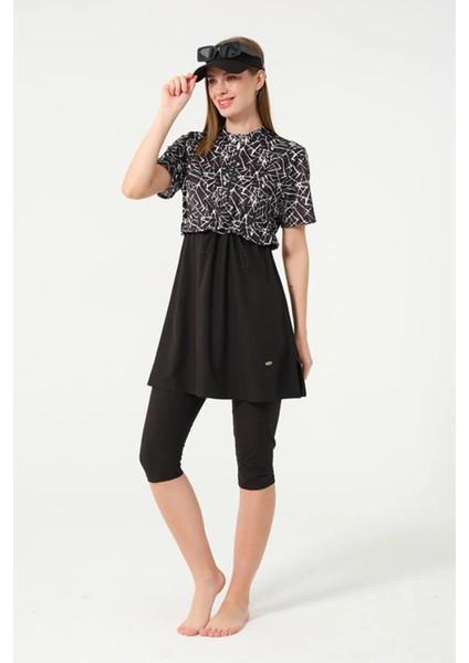 Sporcu Likra Kumaş Hızlı Kuruyan Yarım Fermuarlı Kısa Kollu Taytlı Kadın Mayo 3409 modelleri