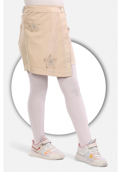 % 100 Pamuk-Yıldız Nakışlı-Taş Süslemeli-Yarım Lastikli-Kız Çocuğu-Etekli Şort fiyatları