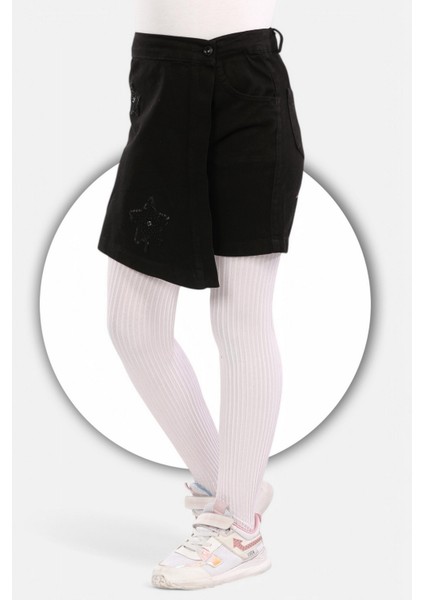 % 100 Pamuk-Yıldız Nakışlı-Taş Süslemeli-Yarım Lastikli-Kız Çocuğu-Etekli Şort fiyatları