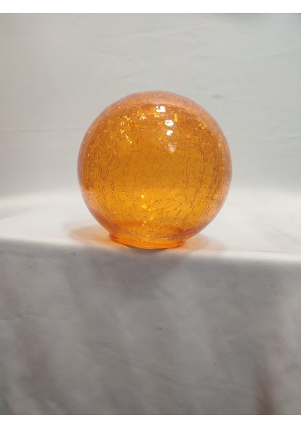 Glob Avize Camı.turuncu Renkte.çatlatılmış DESENLI.(ÇAP:15.00cm-DUY YUVASI:7.00cm)