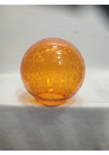 Glob Avize Camı.turuncu Renkte.çatlatılmış DESENLI.(ÇAP:15.00cm-DUY YUVASI:7.00cm)