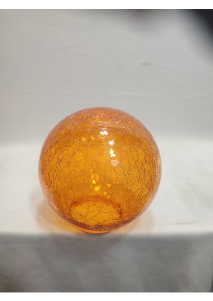 Glob Avize Camı.turuncu Renkte.çatlatılmış DESENLI.(ÇAP:15.00cm-DUY YUVASI:7.00cm)