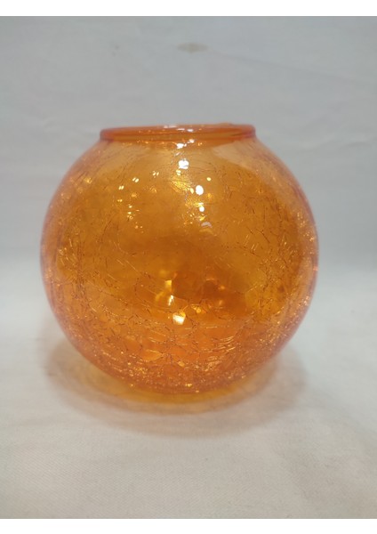Glob Avize Camı.turuncu Renkte.çatlatılmış DESENLI.(ÇAP:15.00cm-DUY YUVASI:7.00cm)
