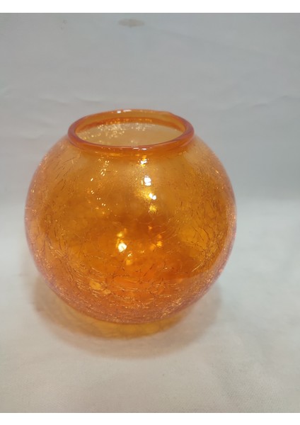 Glob Avize Camı.turuncu Renkte.çatlatılmış DESENLI.(ÇAP:15.00cm-DUY YUVASI:7.00cm)