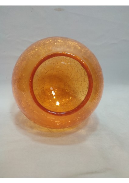 Glob Avize Camı.turuncu Renkte.çatlatılmış DESENLI.(ÇAP:15.00cm-DUY YUVASI:7.00cm)