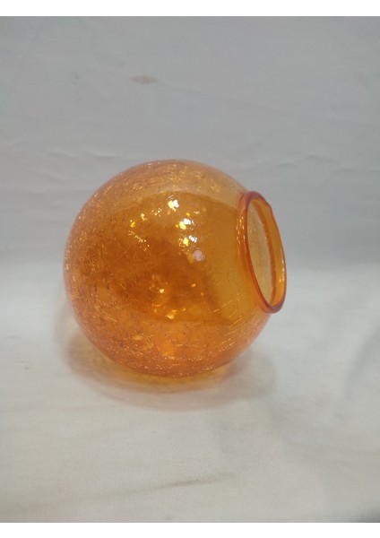 Glob Avize Camı.turuncu Renkte.çatlatılmış DESENLI.(ÇAP:15.00cm-DUY YUVASI:7.00cm)