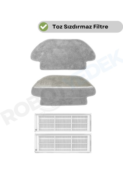 xiaomi Mop Pro STYJ02YM (Beyaz) Uyumlu Yedek Mop ve Hepa Filtre-4 Parça