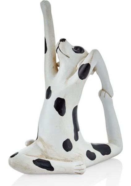 Yoga Dog 14,6X8,5X20,5CM Dekoratif Köpek Dalmaçyalı Oturmuş Polyresin Heykel Kalıp El Boyama 1 Adet