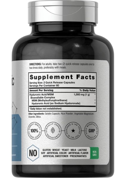 Horbäach Hyaluronic Acid With Msm 1000MG 120 Capsul.abd MENŞEI.3937