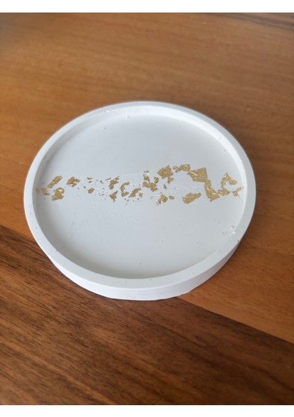 Dekoratif Yuvarlak Sunumluk Saksı ve Takı Tabağı 10 cm - Altın Yaprak Varak Detaylı fiyatları
