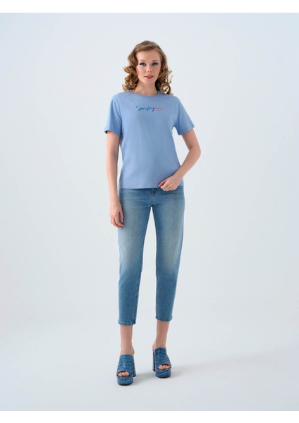 Açık Mavi Kadın T-Shirt LF2039154