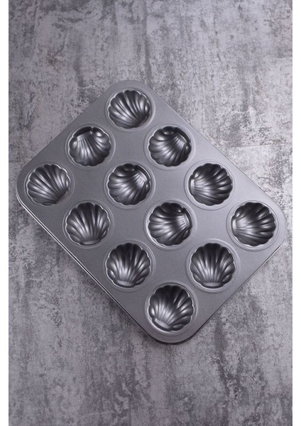 Karbon Çelik 12 Li Istiridye Deniz Kabuğu Muffin Cupcake Kek Pişirme Kalıbı MT12