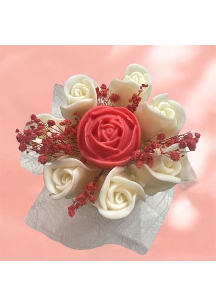 Kutuda Sevgili Gülleri %100 Doğal Soya Wax Mum Buketi