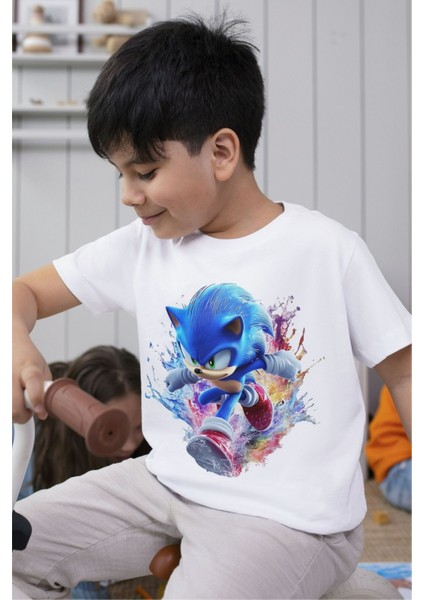 Sonic Tişört Beyaz Çocuk Unisex Tshirt