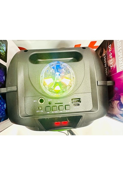 SP112 Bluetooth ,sd,usb,aux,led Disco , Tws ,led Rgb, Microphone, 2X4INCH,10W, 40X20X20CM
