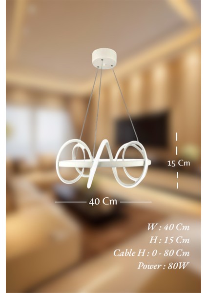 Modern Beyaz Çember Model 3 Renk (Beyaz & Sarı & Günışığı) LED Avize modelleri