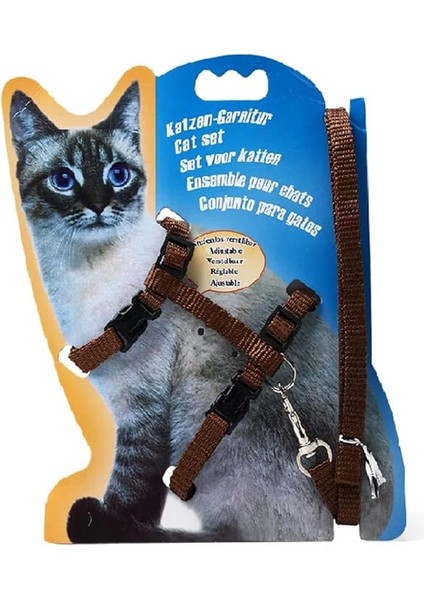 Tineke Kedi Göğüs Tasması ve Gezdirme Seti NO:115 Kahve