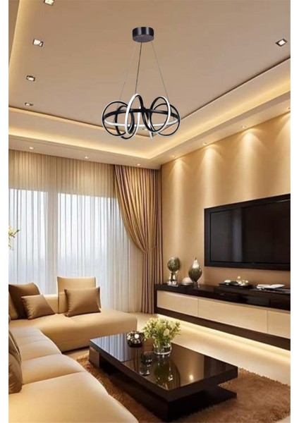 Modern Siyah Çember Model 3 Renk (Beyaz & Sarı & Günışığı) LED Avize fiyatları