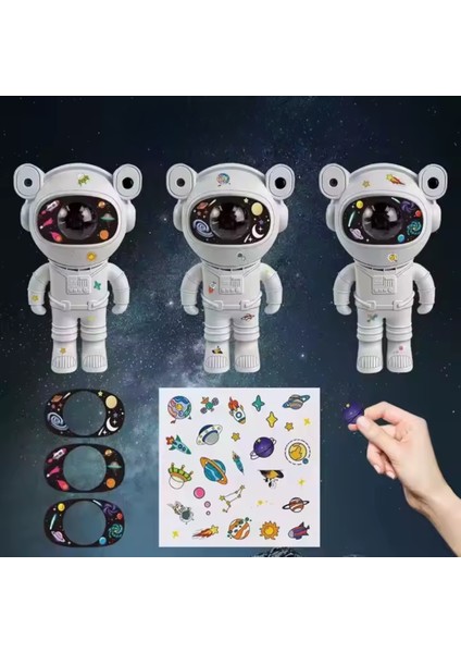 Kumandalı Astronot Projeksiyon Gece Lambası Çok Renkli Işık Seçenekli