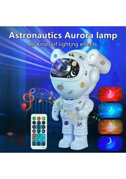 Kumandalı Astronot Projeksiyon Gece Lambası Çok Renkli Işık Seçenekli