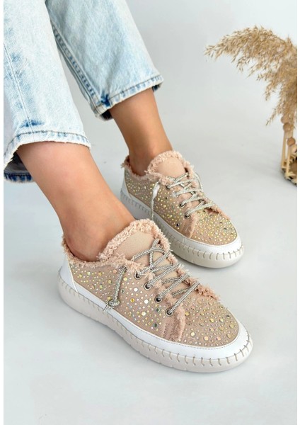 Ceylinmoda Guja Bej Kot Bağcıklı Spor Ayakkabı