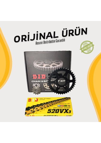 BAJAJ PULSAR RS 200 ZİNCİR DİŞLİ SETİ (2015-2023) X-RİNGLİ ZİNCİR (GOLD RENK) modelleri