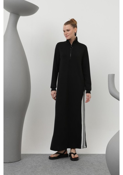 20600 Kadın Tiktak Detaylı Fermuarlı Modal Elbise