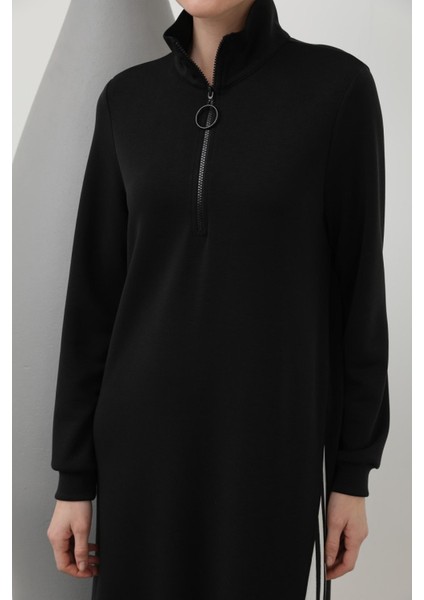 20600 Kadın Tiktak Detaylı Fermuarlı Modal Elbise modelleri