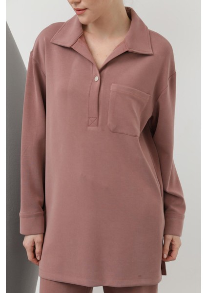 20605 Kadın Yakası Çıtçıtlı Cep Detaylı Pantolonlu Takım modelleri