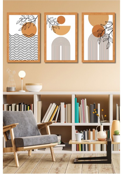 3 Parça Çerçeve Görünümlü Mdf Tablo Seti