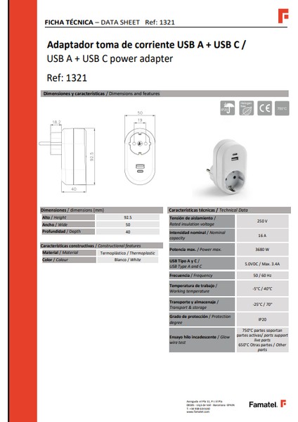 Adaptör 2p 16A + USB A + C -15W hızlı şarj fiyatları