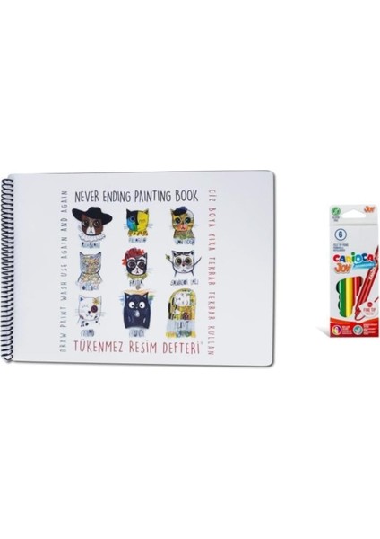 Çocuk Tükenmez Resim Defteri 25X35CM ve Carioca 6 Lı Joy Set