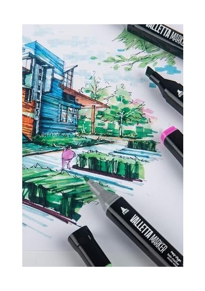 Moringa 48'li Çift Taraflı Art Marker Keçeli Kalem Seti Çantalı