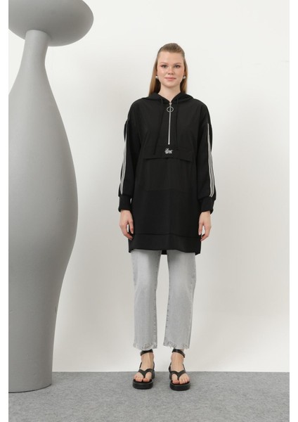 10610 Kadın Önü Fermuar Detaylı Kapişonlu Tunik fiyatları