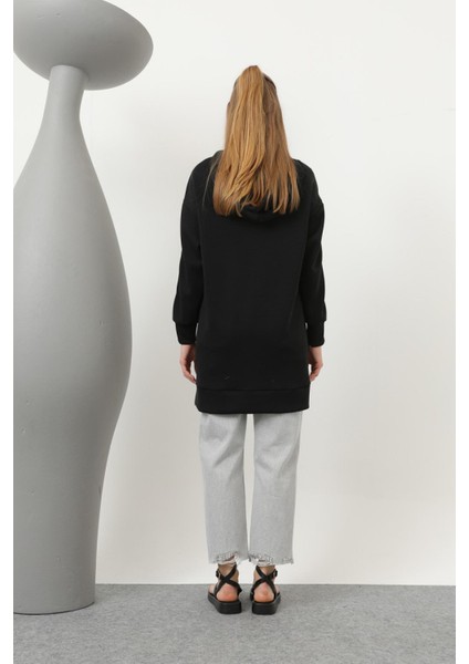 10610 Kadın Önü Fermuar Detaylı Kapişonlu Tunik fırsatları