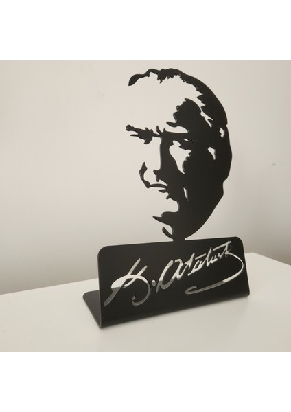 Metal Masaüstü Atatürk Büstü | 18 x 27 cm | Siyah & Gold Renk Seçenekli