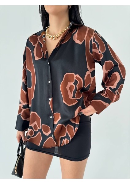 Desenli Saten Gömlek