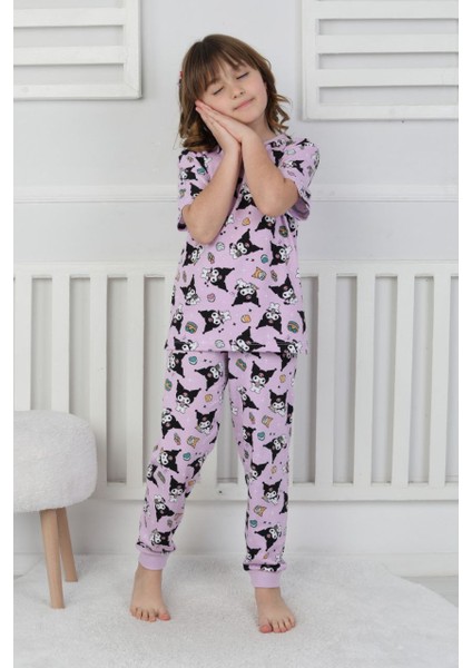 Kız Çocuk %100 Pamuk Süprem Penye Yumuşak Kumaş Terletmeyen Kısa Kollu Pijama Takımı