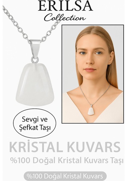 Sertifikalı Aaa+ Kristal Kuvars Taşı Kolye – Beşgen Model, Gümüş Aparatlı