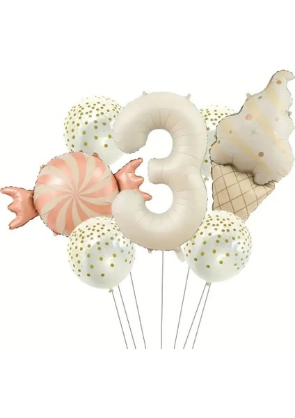 Retro Dondurma Şeker 3 Yaş Folyo Balon Set