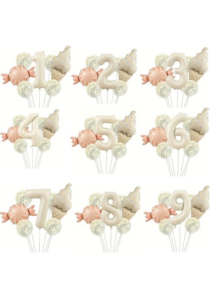 Retro Dondurma Şeker 3 Yaş Folyo Balon Set
