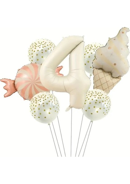 Retro Dondurma Şeker 4 Yaş Folyo Balon Set