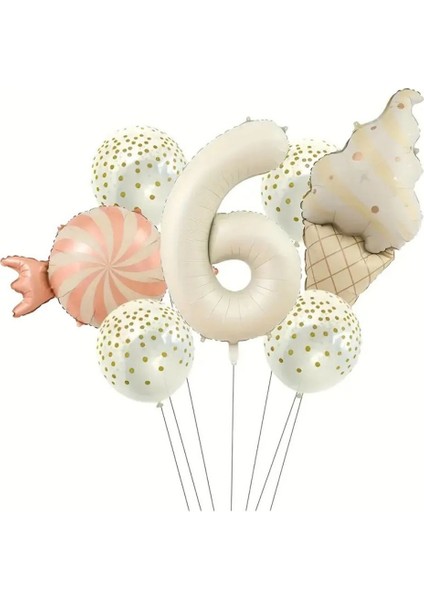 Retro Dondurma Şeker 6 Yaş Folyo Balon Set