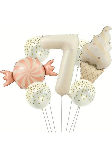 Retro Dondurma Şeker 7 Yaş Folyo Balon Set