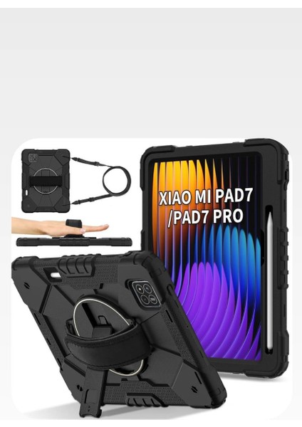 Xiaomi Mi Pad 7/ Pad 7 Pro 11.2 Inç Uyumlu Tank Zırhlı Askılı Standlı Defender Tablet Kılıfı
